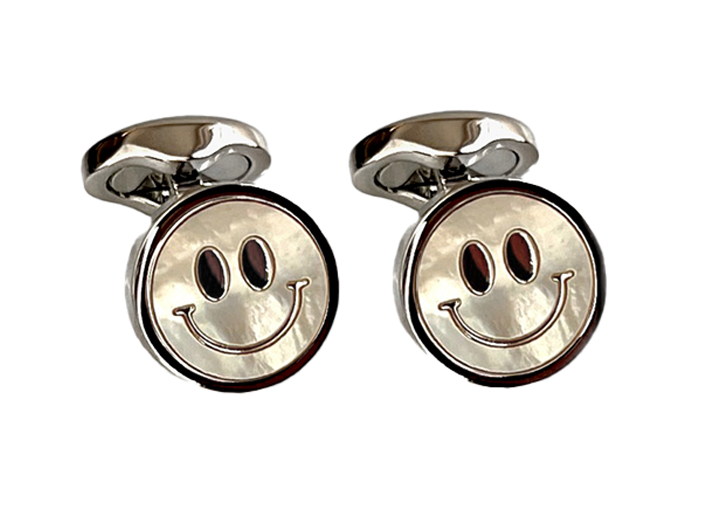 Smiling Face Cufflinks Rhodium