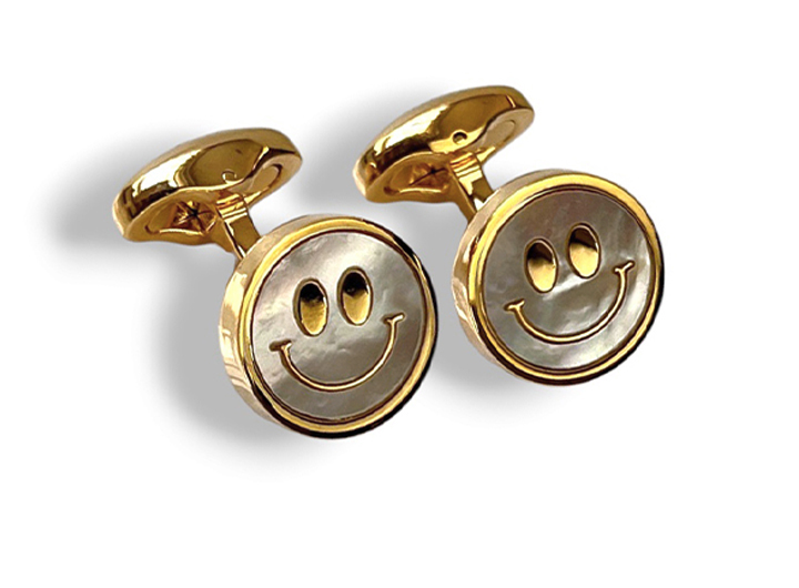 Smiling Face Cufflinks Yellow Gold