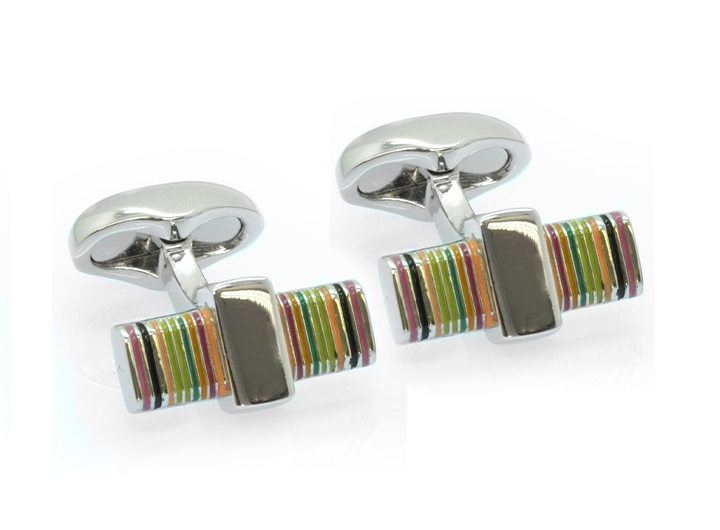 Stripy Brick Cufflinks Red