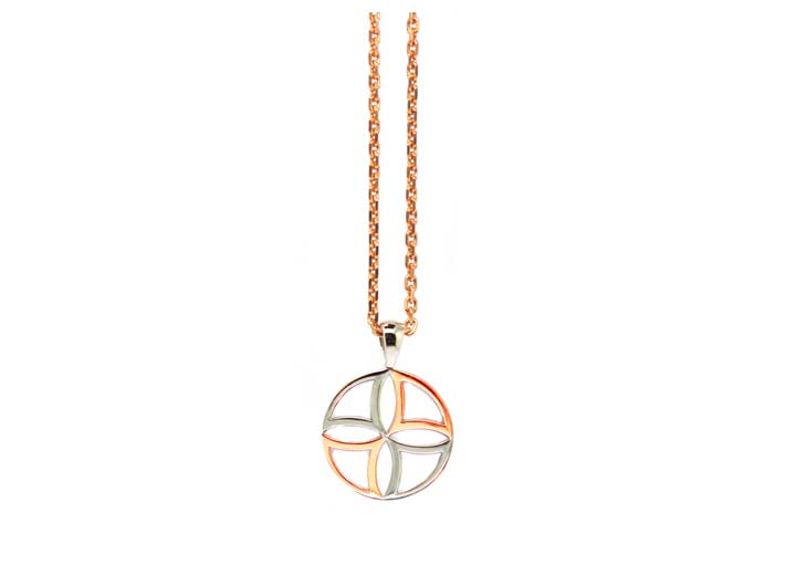 Tricorn Sphere Necklace Silver & Rose Gold