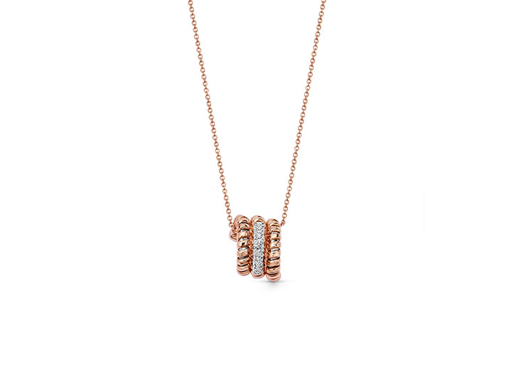 Tubogas Linea Wrap Diamond Necklace 18ct Rose Gold