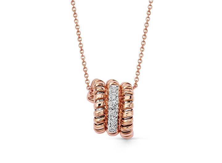 Tubogas Linea Wrap Diamond Necklace 18ct Rose Gold