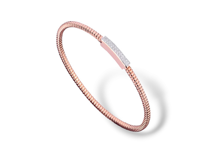 Tubogas Slim Diamond Bar Bracelet 18ct Rose Gold