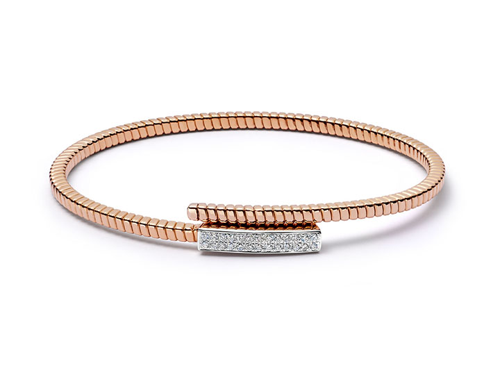 Tubogas Slim Diamond Bar Bracelet 18ct Rose Gold