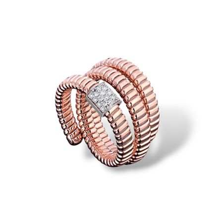 Tugogas Pebble Triple Wrap Diamond Ring 18ct Rose Gold