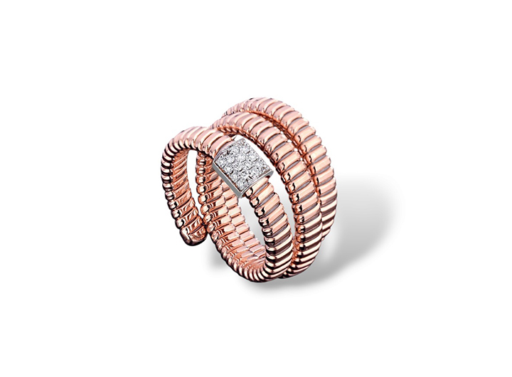 Tugogas Pebble Triple Wrap Diamond Ring 18ct Rose Gold