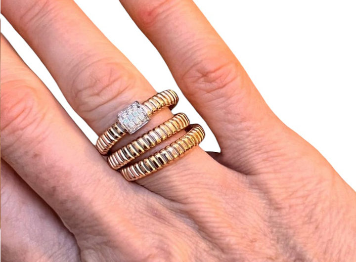 Tugogas Pebble Triple Wrap Diamond Ring 18ct Rose Gold