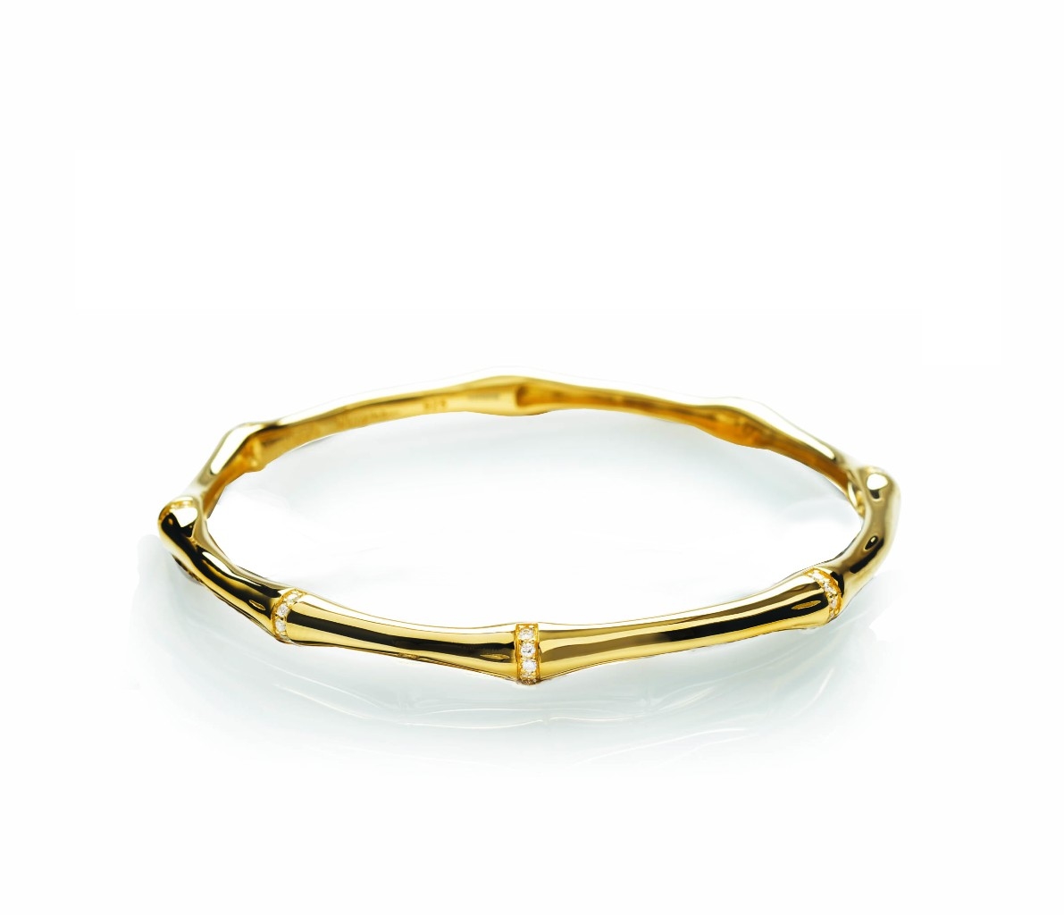 Bamboo Band Bangle Crystal Gold