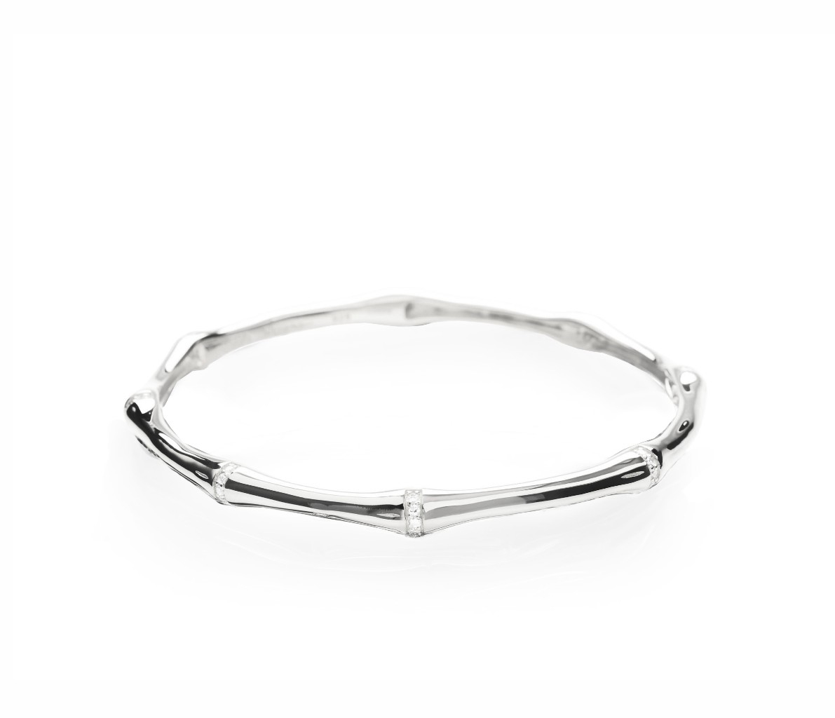 Bamboo Band Bangle Crystal Silver