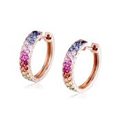 Babette Wasserman Rainbow Sapphire Hoop Earrings