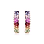 Rainbow Sapphire Double Hoop Earrings 18ct Rose Gold